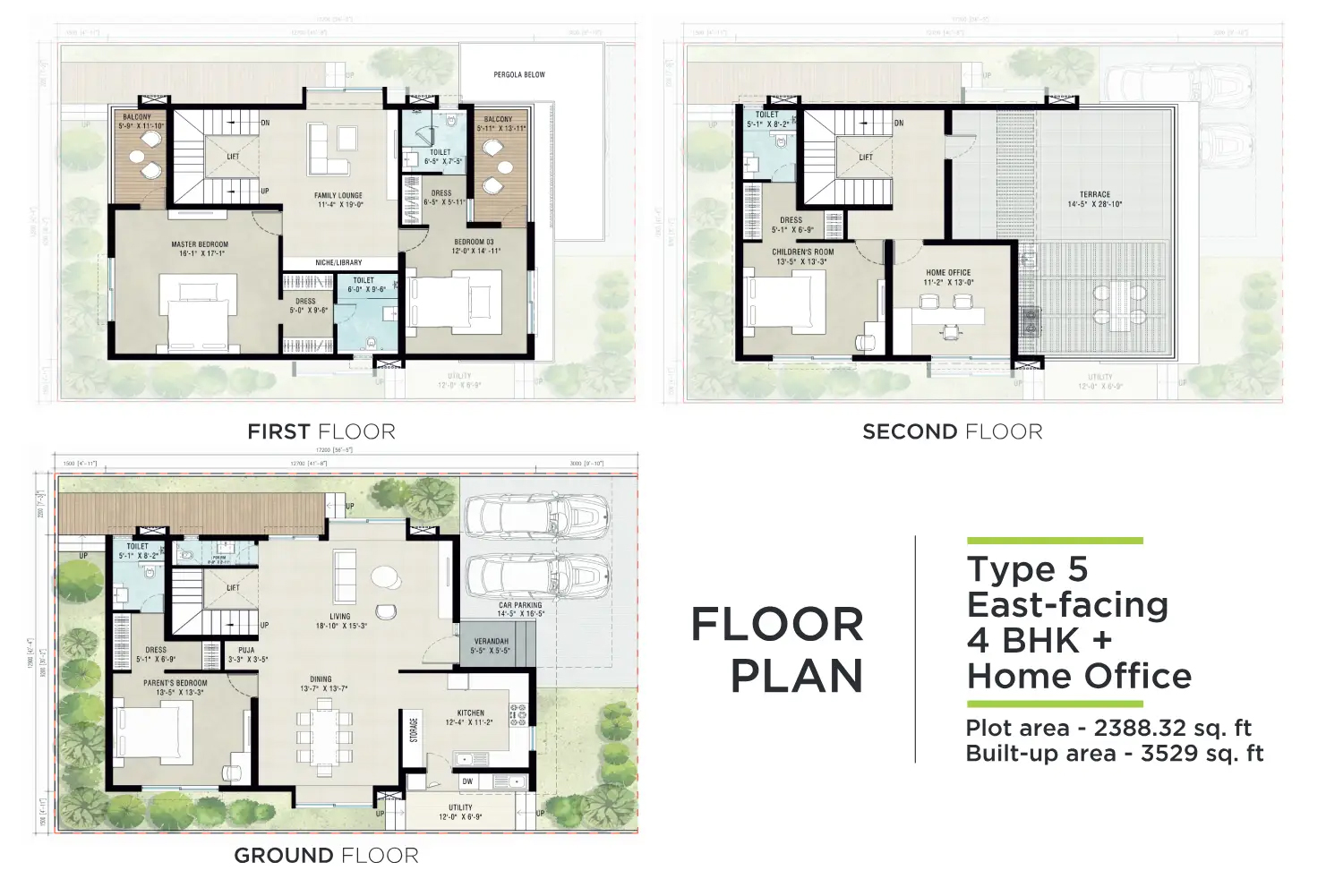 Type 5 East Facing 4 BHK villa floor plan villas for sale Bangalore