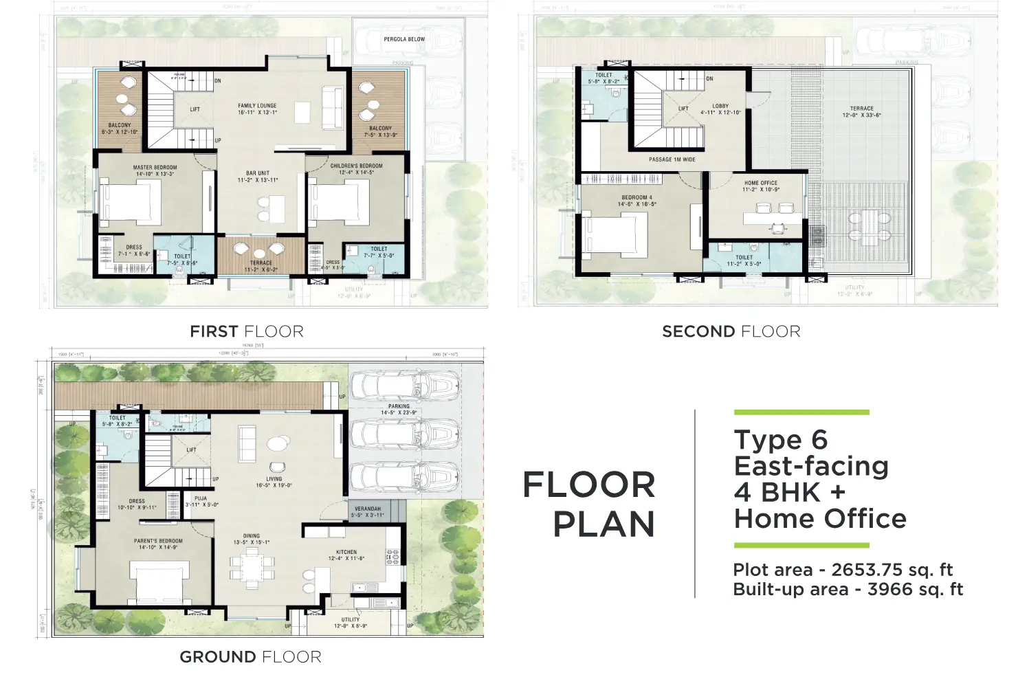 Type 6 East Facing 5 BHK luxury villa floor plan Kanakapura Road Bangalore