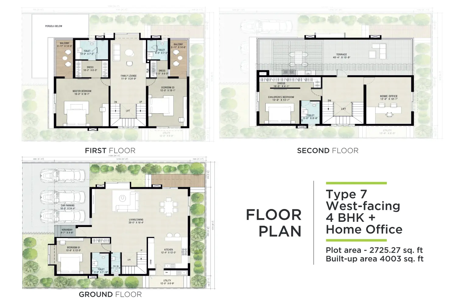 Type 7 West Facing 5 BHK luxury villa floor plan for sale in Bangalore